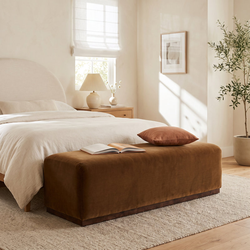 Claudette Cotton Blend Upholstered Bench