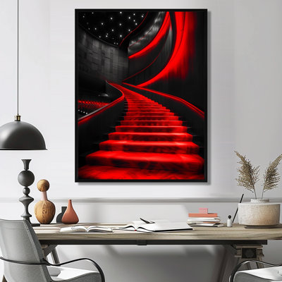 Monochrome Black And Red Harmonic Concert Halls - Concert Halls Wall Art Living Room