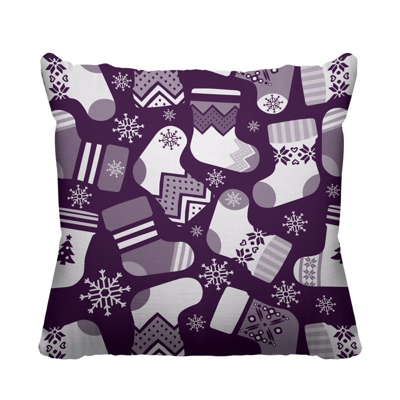 Coussin décoratif intérieur / extérieur Christmas Stockings, L 15 po x H 15 po, Mauve