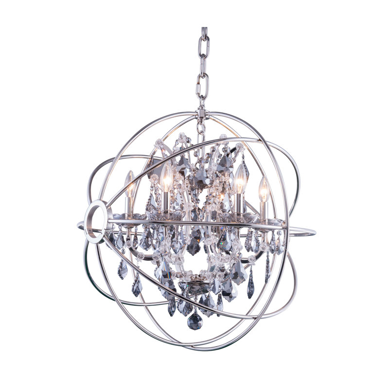 Svante 6 - Light Globe Chandelier, Polished Nickel, Silver Shade (Grey)