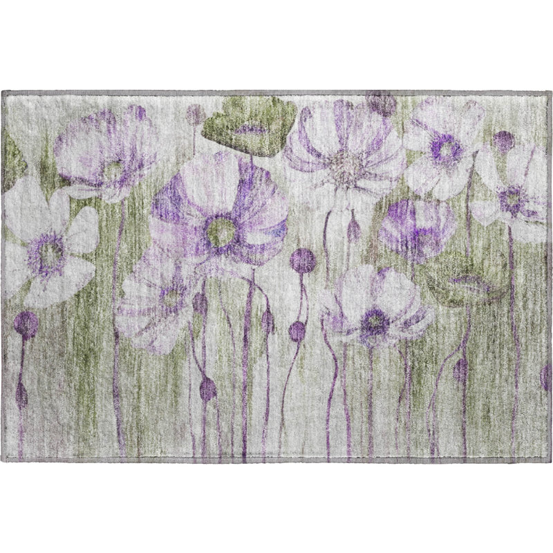 Premium Machine Washable Prisco Purple Rug, Rectangle 1'8" x 2'6"