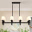 Lustre 8 lumières 41,34 po style campagne avec abat-jour blanc pour îlot de cuisine et îlot de cuisine-88117815