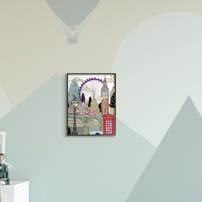 Ridgway, Londres, Angleterre, points complexes, motifs d'arabesques, art, Estampe numérique Farmhouse