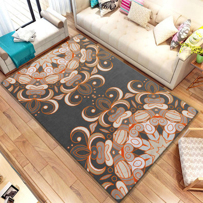 Stylish Woven Carpet (3.1 x 4.6 ft), 100% Polyester, Non-Slip Felt Dot Underside | Raschel Knitting, 0.4 in Pile Height | Machine Washable, Digital Print Design | Perfect for Living Room, Bedroom & Office Decor