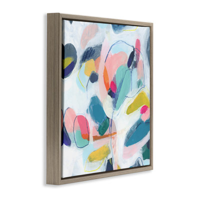 Fun Shapes Impression Framed Floater Canvas Wall Art by June Erica Vess