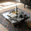Table basse carrée surdimensionnée 47,24 "pour le salon, centre de table moderne en faux marbre avec base en acier inoxydable doré-527154162