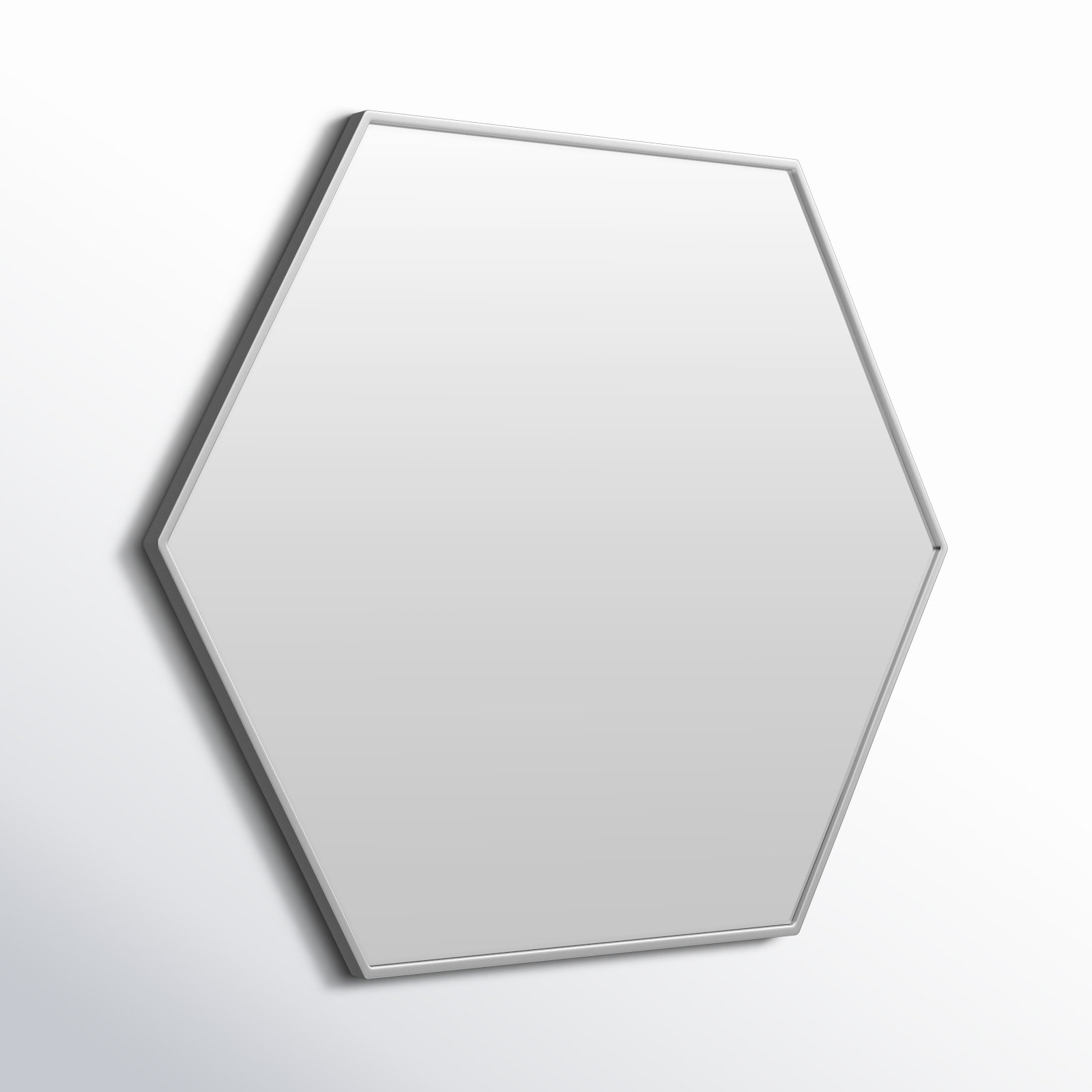 Sabine Metal Hexagon Wall Mirror, Silver, 35" H x 41" W