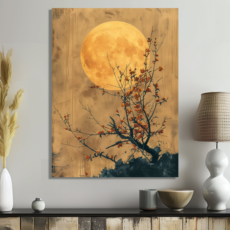 «Black Bonsai», impression d'art mural noir au Japon, Toile encadrée blanche avec une seule photo