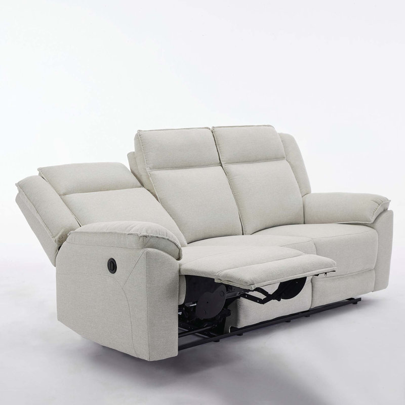 Beola Linen Electric Reclining Sofa, Beige, 3