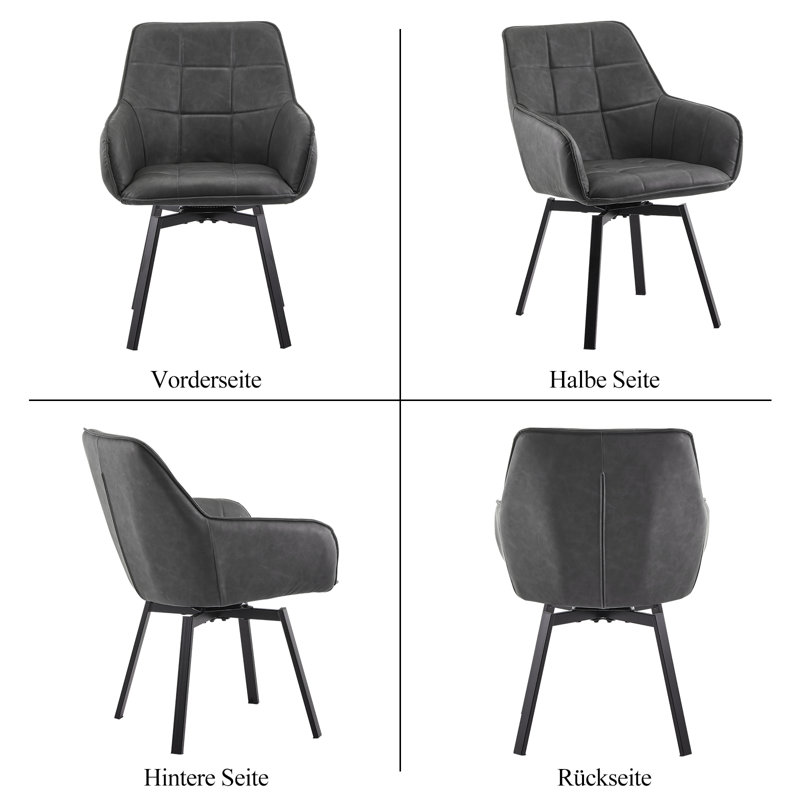 47cm H Upholstered Metal Armchair, Grey
