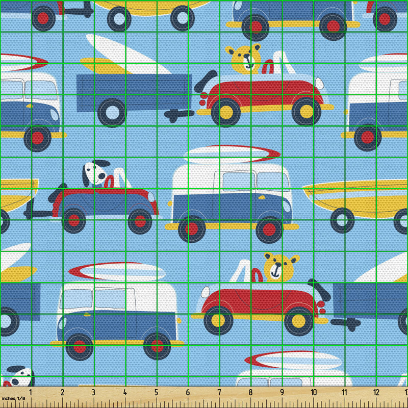 Cherrye Puppy in Cars Traffic Jam Surfboard Beach Road Multi-Purpose Fabric