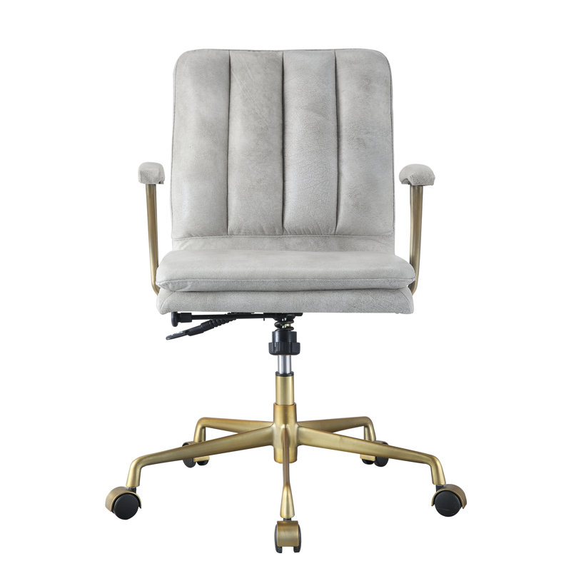 Chaise de bureau en cuir blanc avec - finition, siège réglable, antique pratique pour pivoter dans une salle de conférence, relevable, aspect professionnel