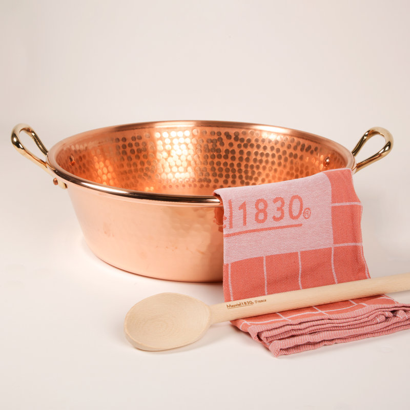 Mauviel 1830 M'PASSION Hammered Copper Jam Pan Set With Brass Handles, 9.4-Qt