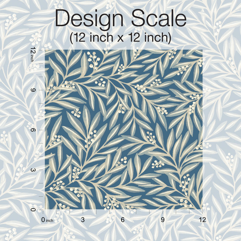 Rouleau de papier peint L 27 pi x l 27 po Arts and Crafts Rowan, Bleu cendré