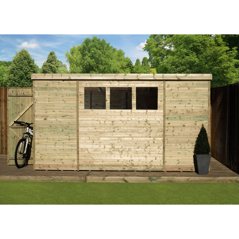 Tongue and Groove Pent Wooden Shed, 8ft. W x 10ft. D