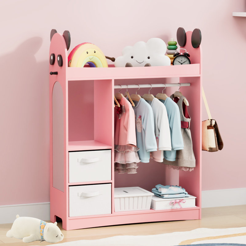 0 Door Manufactured Wood Wardrobe, Pink