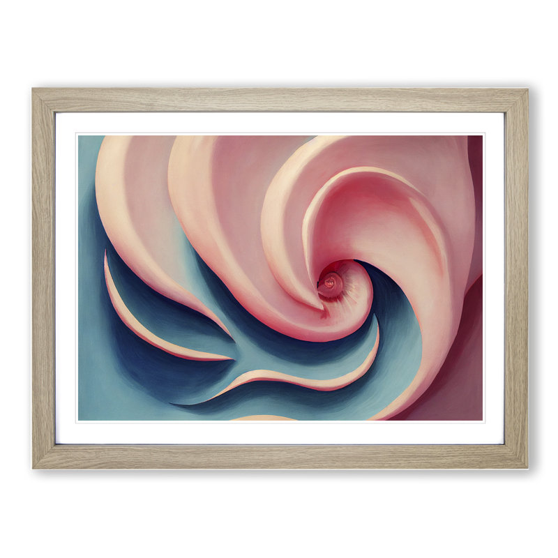 Seashell Vol.2 Abstract - Single Picture Frame Painting, 46cm H x 64cm W x 2cm D, Oak 