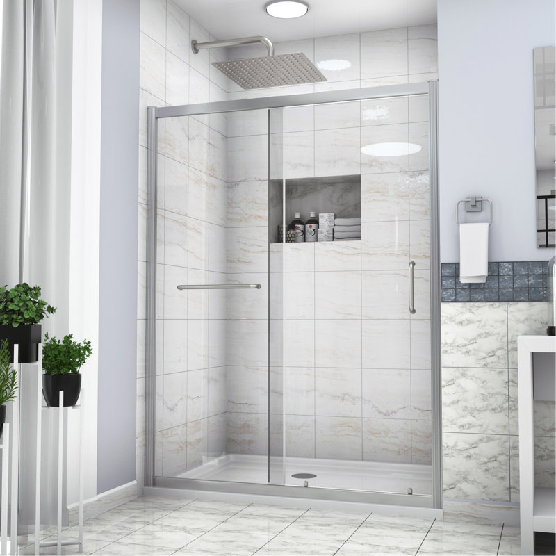Shower Door 48" W X 72"H Single Sliding Bypass Shower Enclosure, , Chrome