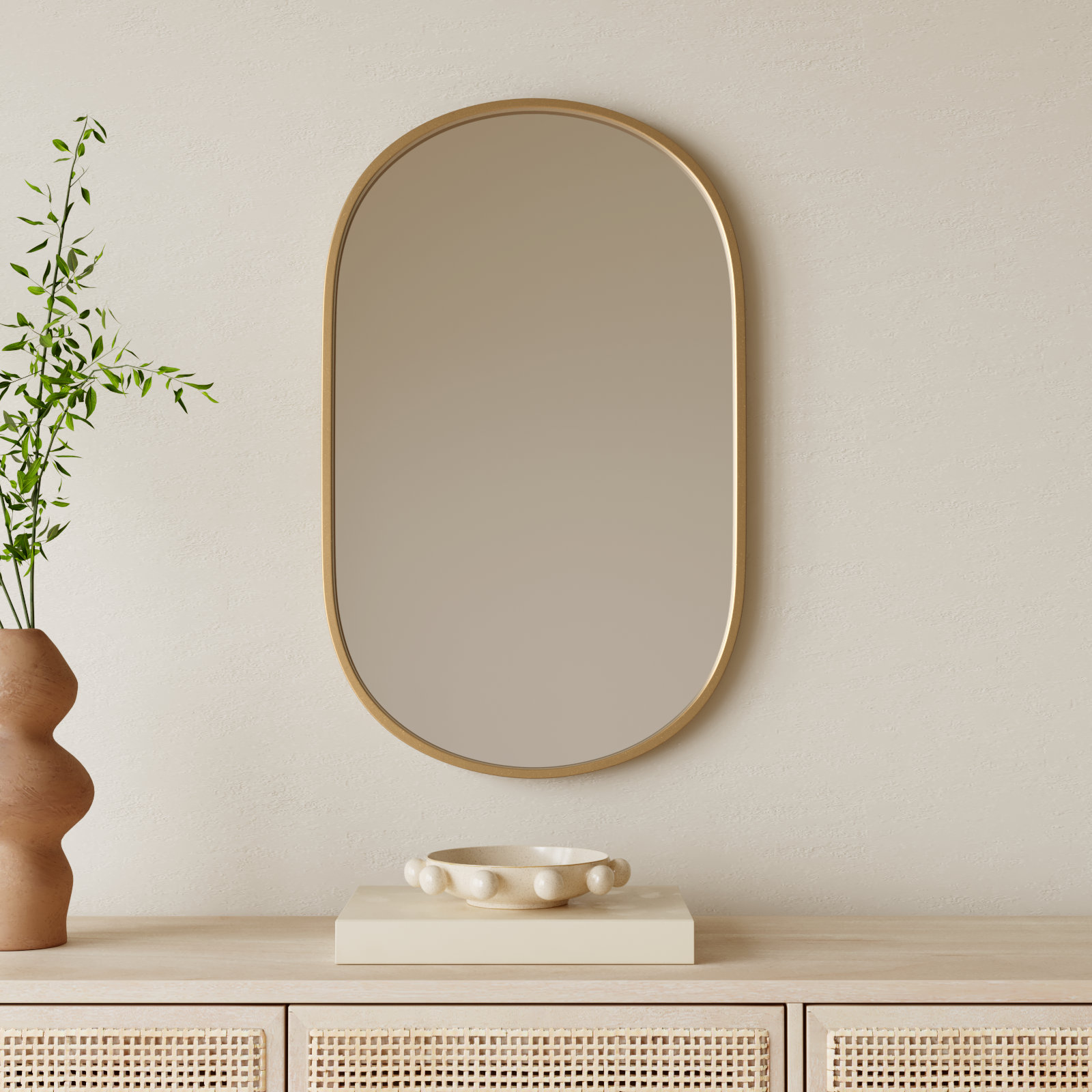 Edmonia Metal Wall Mirror, Gold, 32" x 20"