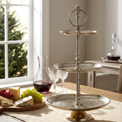 Ozias Silver Pedestal Tiered Stand