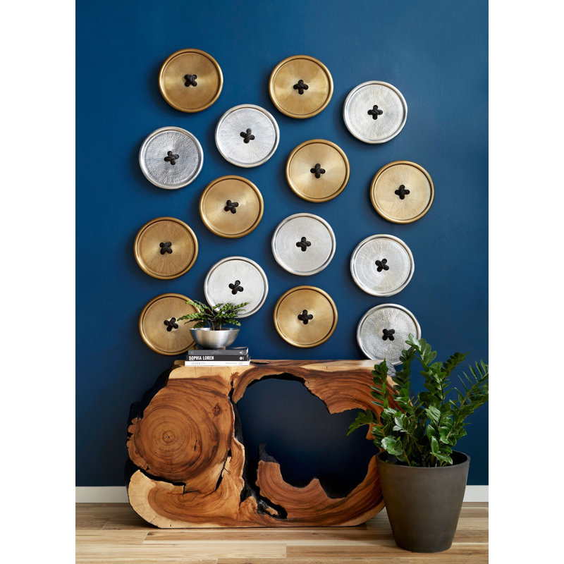 Dimensional Button Tile Wall Décor, Silver