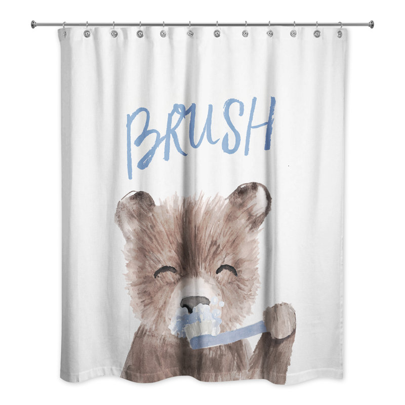 Bear Brushing Teeth Shower Curtain