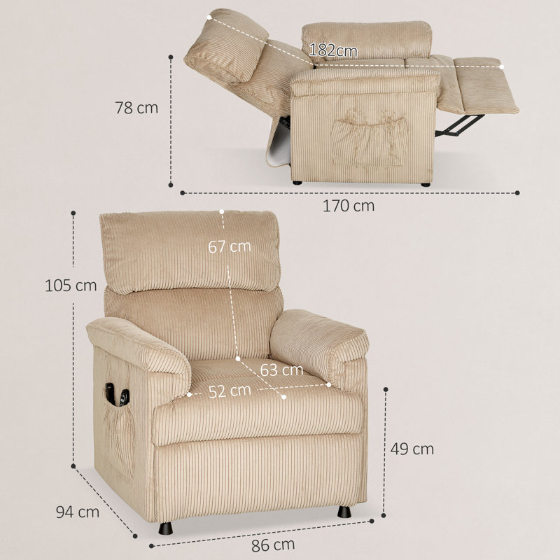 94cm Wide Standard Recliner, Grey