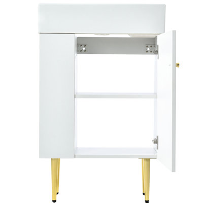 Bathroom Vanity 21.6", White, Unfolding Ample Storage And Soft-Close Door, Simple To Install 21.6" Vanity, , Featured With Assembly Process