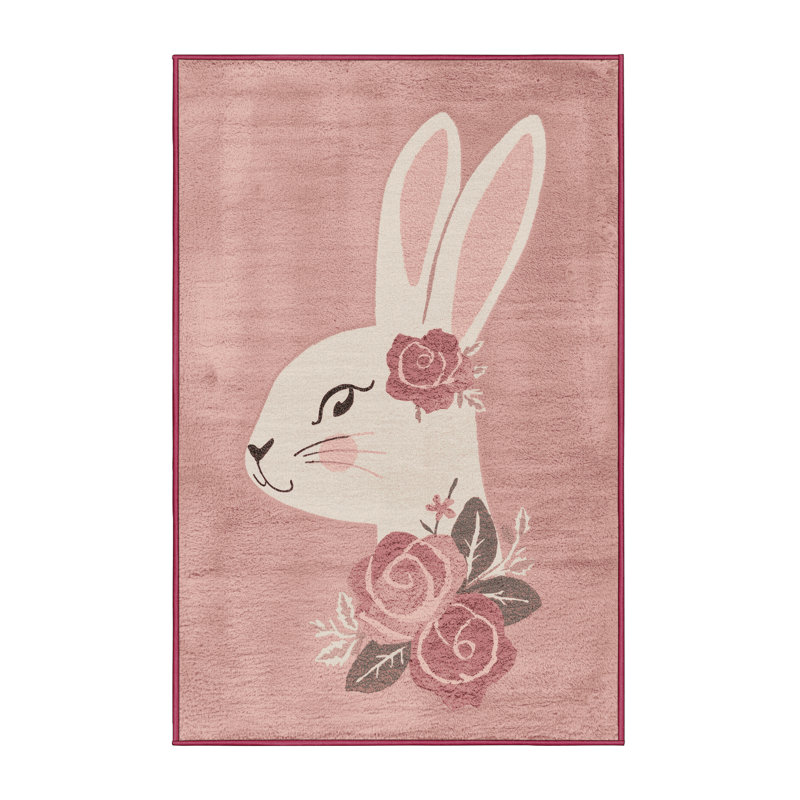 Machine Washable Collingswood Easter Modern & Contemporary Abstract Rug in Beige – Rose Binding, 3x5