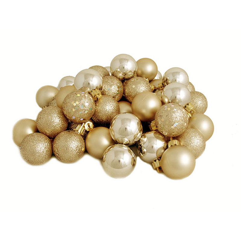 Champagne Gold Shatterproof Glitter Christmas Ball Ornaments Set