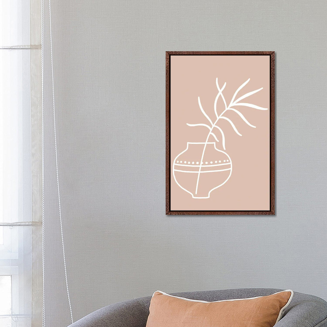 Inspired Pink Plant Silhouette Line Boho von Pixy Paper - Gallery-Wrapped Canvas Giclée on Canvas