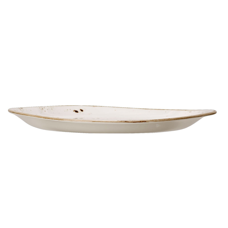 Assiette bleu artisanal, Blanc, brun