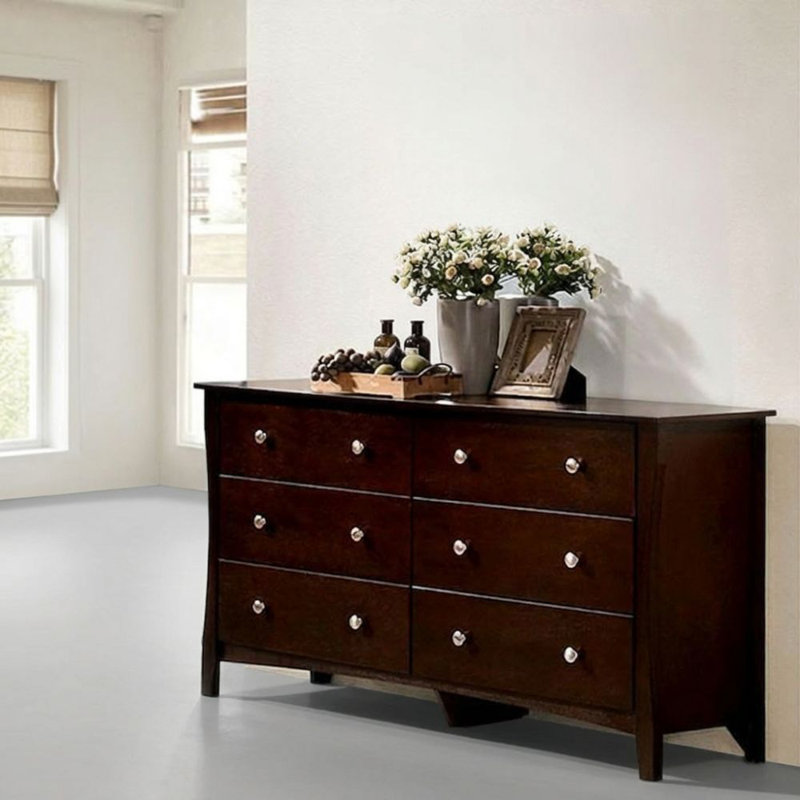 Rabin 6-Drawer 56 In. Brown Cherry Dresser