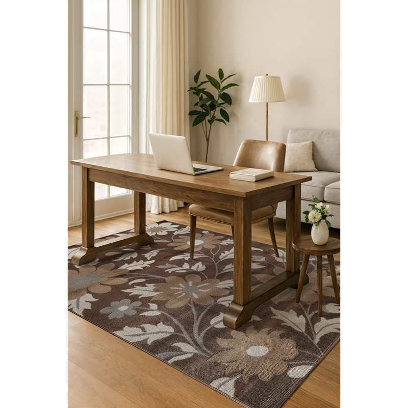 Contemporary Floral Area Rug, Rectangle 5' x 7'
