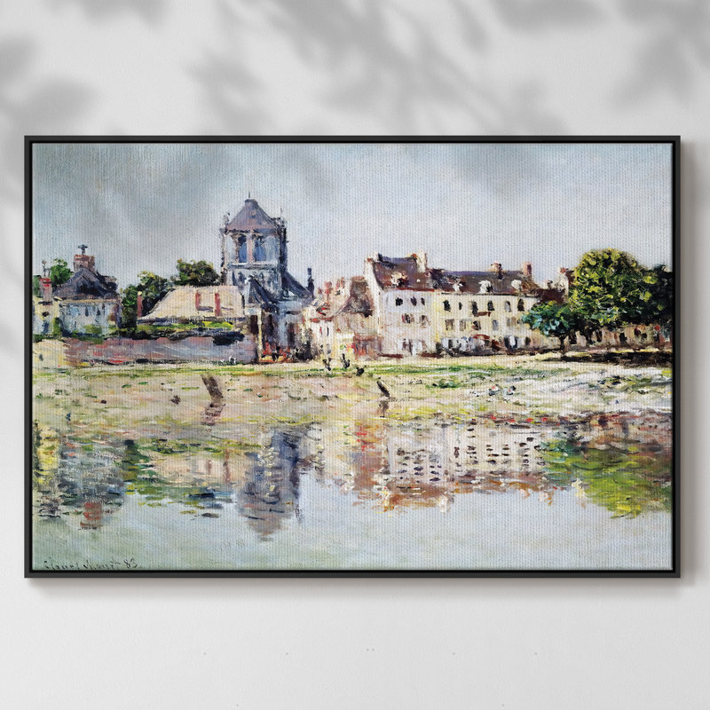 By The River At Vernon, 1883, reproduction d'art sur toile, H 27 po x l 41 po x P 2 po, Toile avec cadre flottant noir