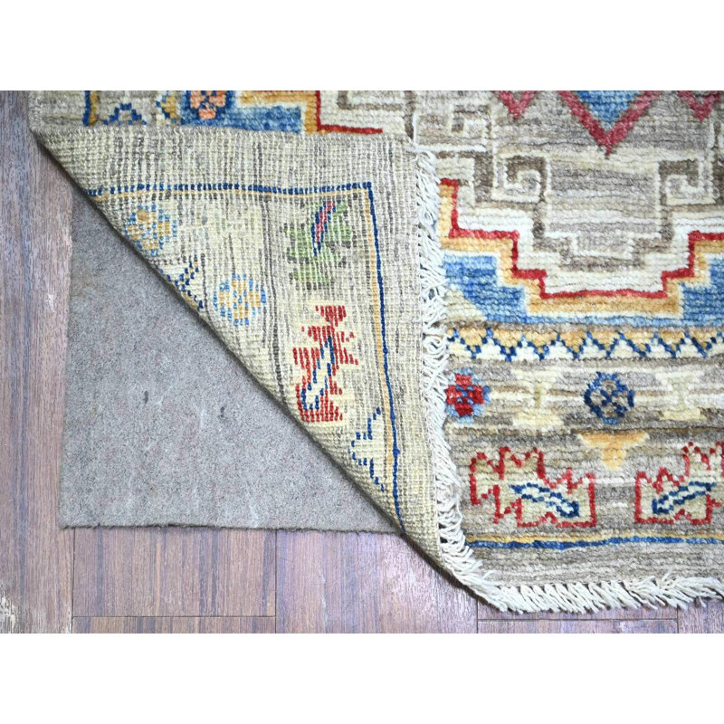Tapis de couloir en laine noué à la main 3 pi x 11 pi 8 po gris Koala Angora OBChak