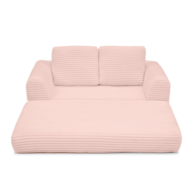 Causeuse futon rembourrée et désossée Futon, Velours côtelé rose