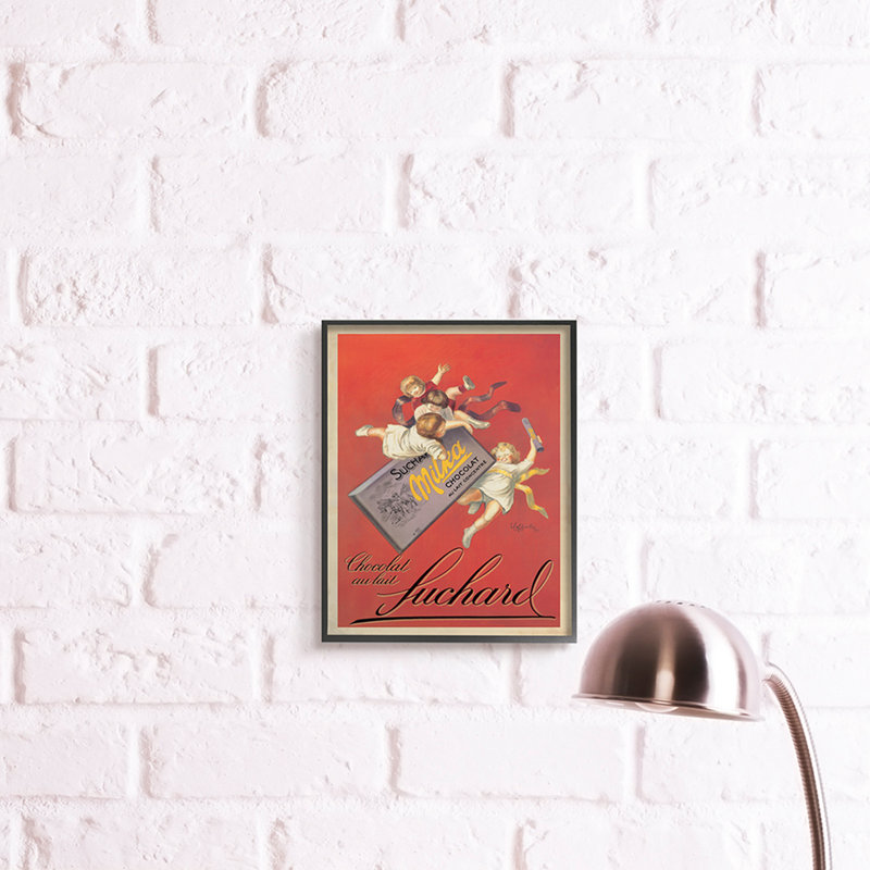 Publicité européenne rétro «Chocolat Au Lait», Giclée encadrée noir minuit, H 30 po x l 24 po