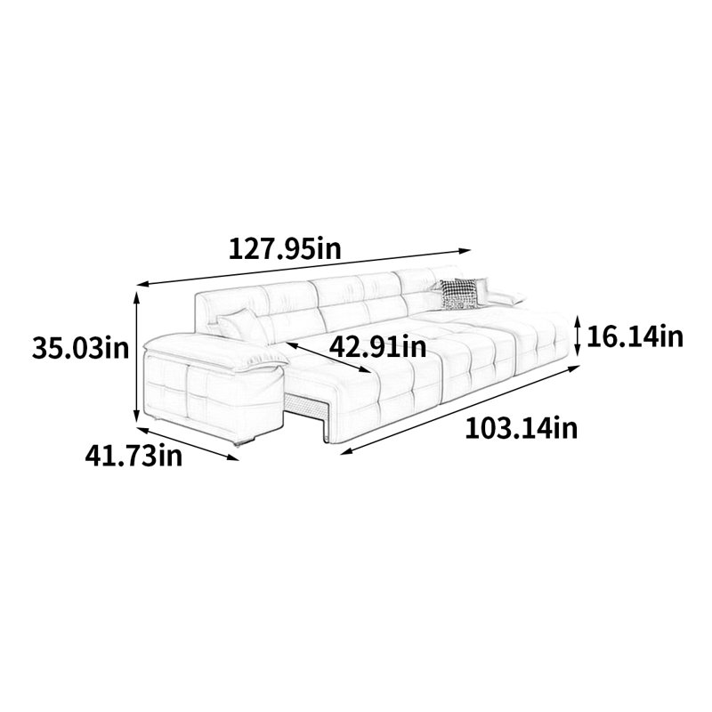 Mendiola, H 35,03 po x l 127,95 po x P 41,73 po