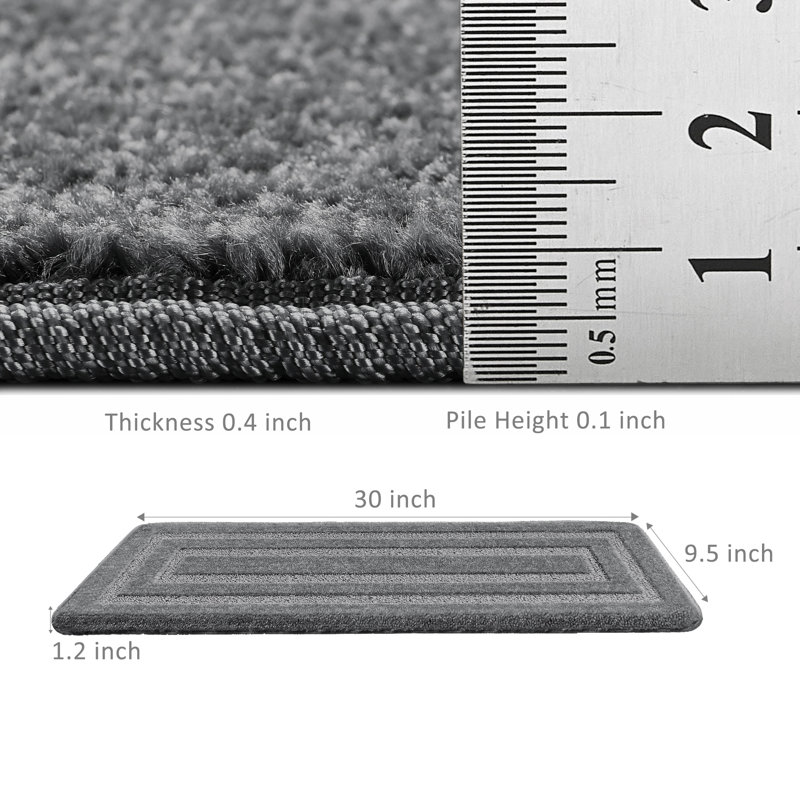Tapis d'escalier bullnosés antidérapants, Gris, 14
