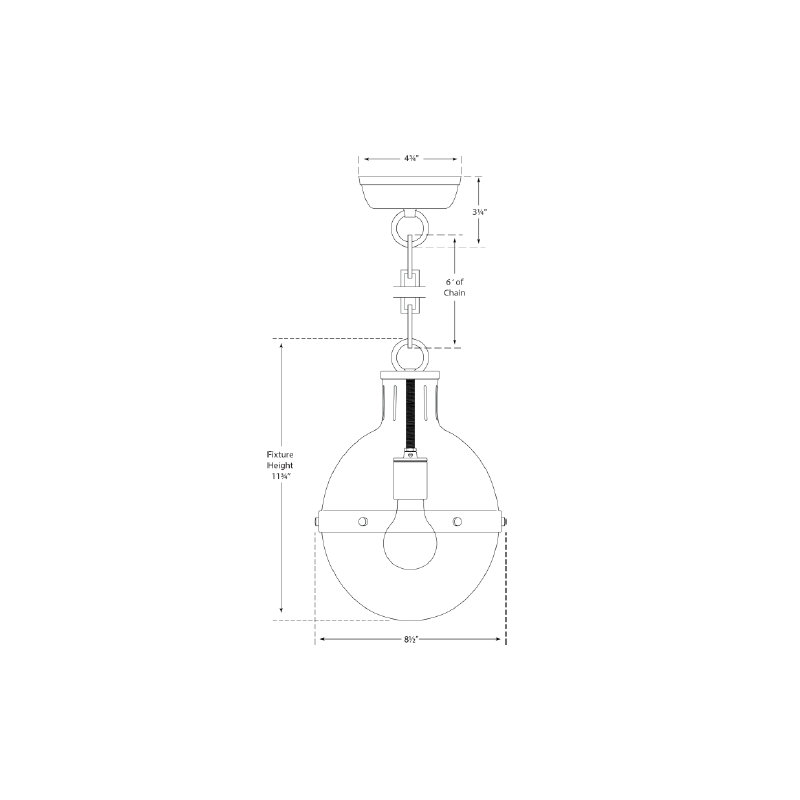 Thomas O'Brien Hicks 1 - Light Small Pendant, Polished Nickel, 18" H x 13.25" W x 13.25" D