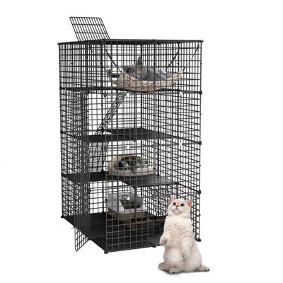 Indoor / Outdoor 4-Layer Metal Cat Cage With Hammock