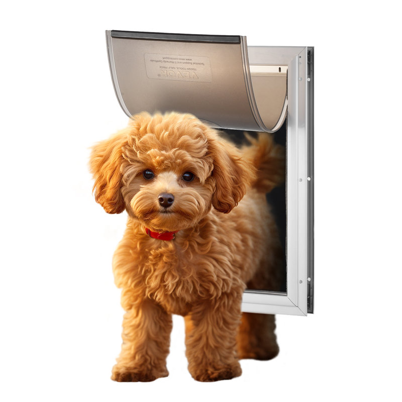 Medium White Aluminum Alloy Pet Door with Lock and Magnetic Flap