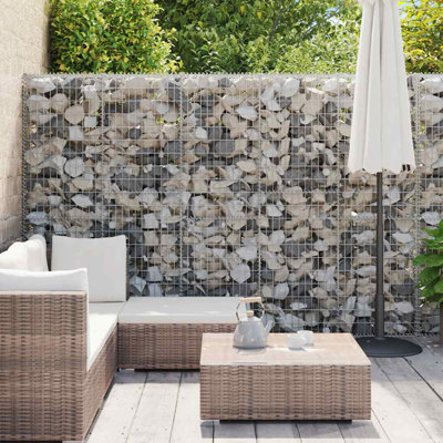 Vidaxl Gabion Basket With Lids, Galvanized Steel Gabion Wall, High Load Capacity, 354.3"X11.8"X78.7"