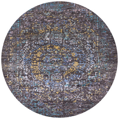Tapis oriental noir / bleu / jaune