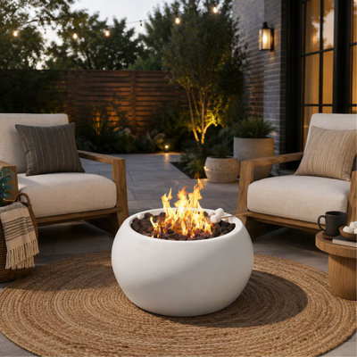 Foyer d'extérieur au propane MGO, brûleur à gaz 40 000 BTU avec finition blanche pour terrasse et terrasse