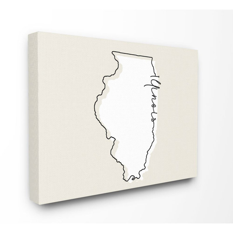 «Illinois Home State Map Neutral Design», impression sur toile, Toile tendue, H 36 po x l 48 po x P 1,5 po