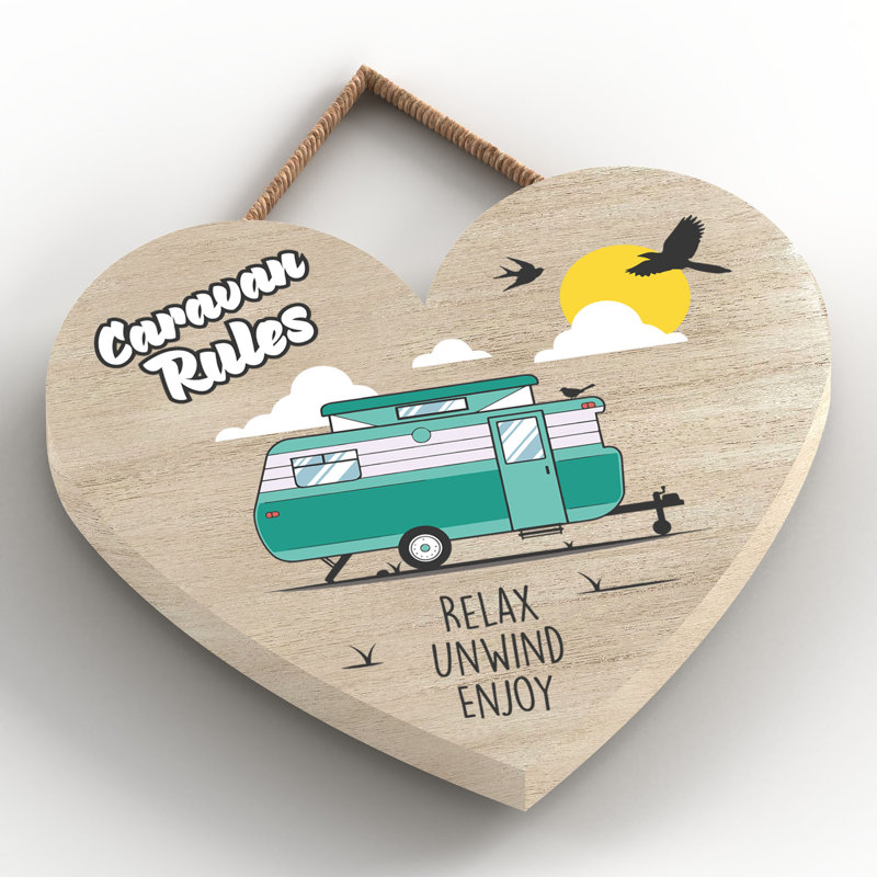 Caravan Rules Green - Print on MDF, 9cm H x 10cm W x 0.5cm D