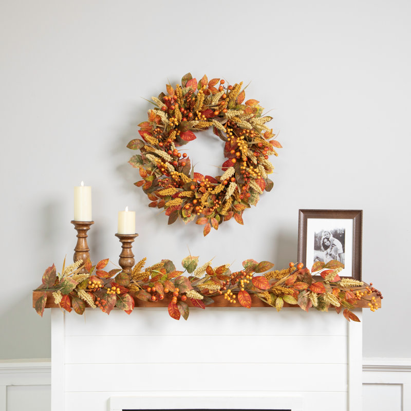 Guirlande Autumn Autumn Leaves And Berries - 5 pi x 8 po