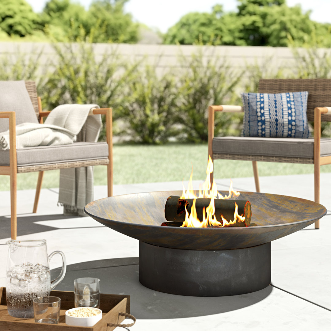 Hartlepool Round Steel Wood Burning Fire Pit 17 Stories 